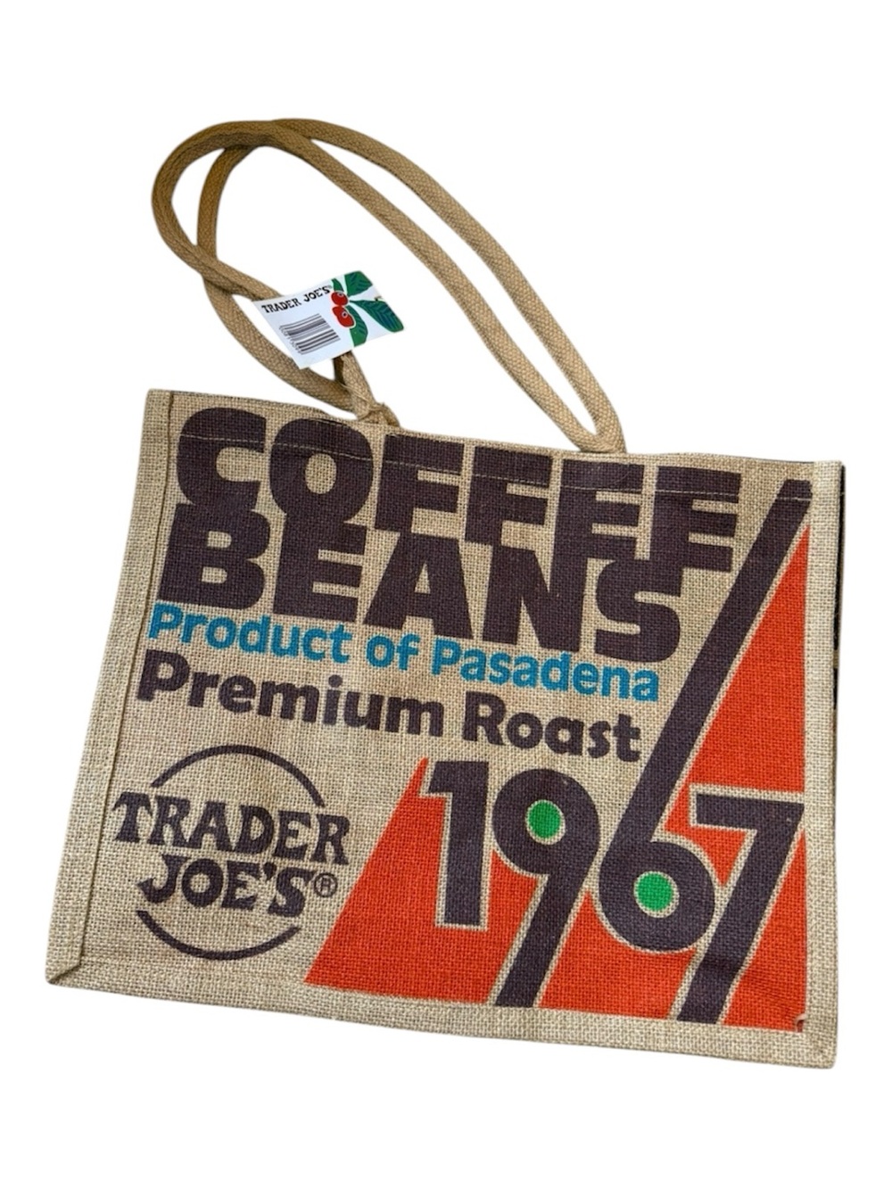 Trader Joe's Coffee Beans Pasadena 1967 Jute Tote NWT